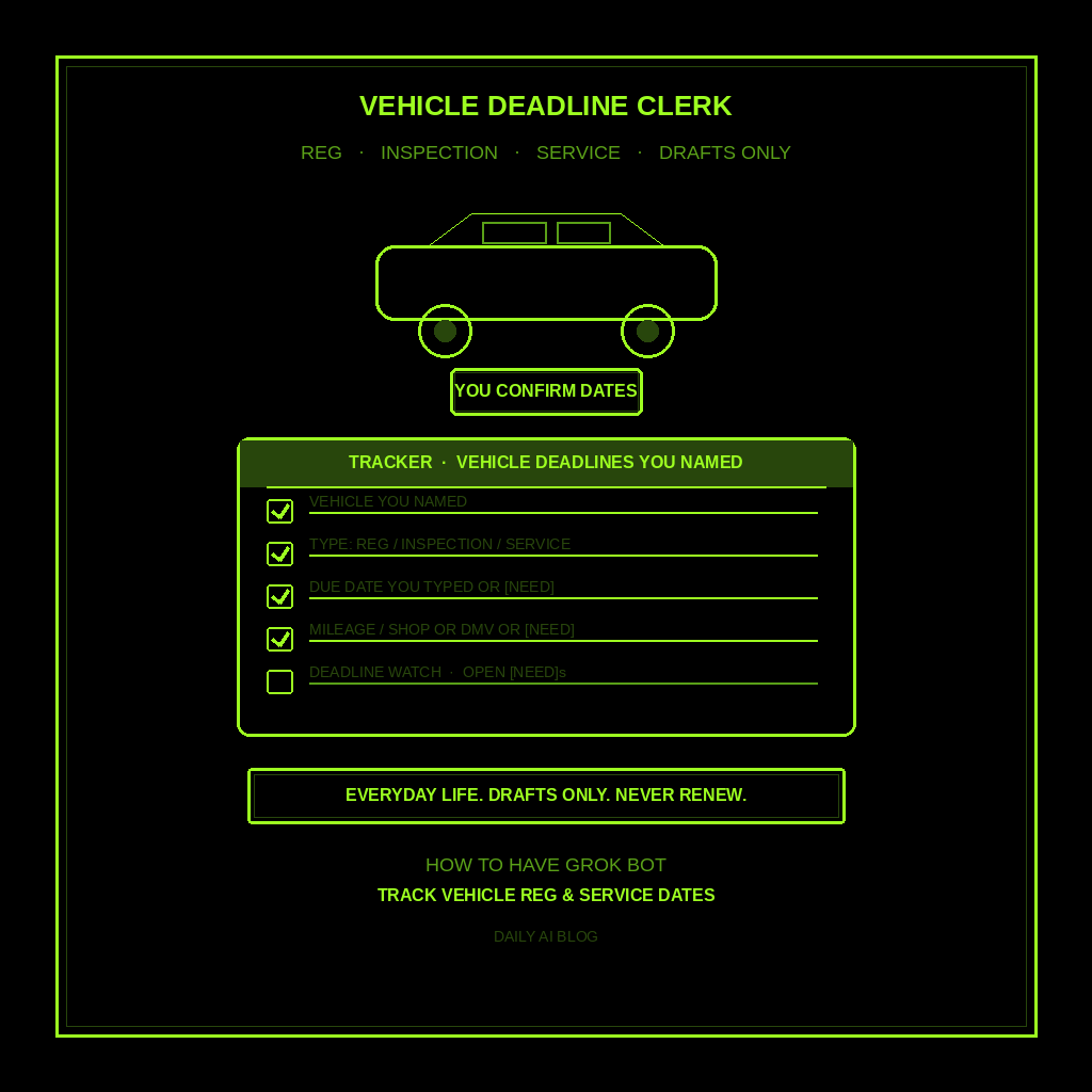How to Have Grok Bot Track Your Vehicle Registration and Service Dates for You (Step-by-Step)
