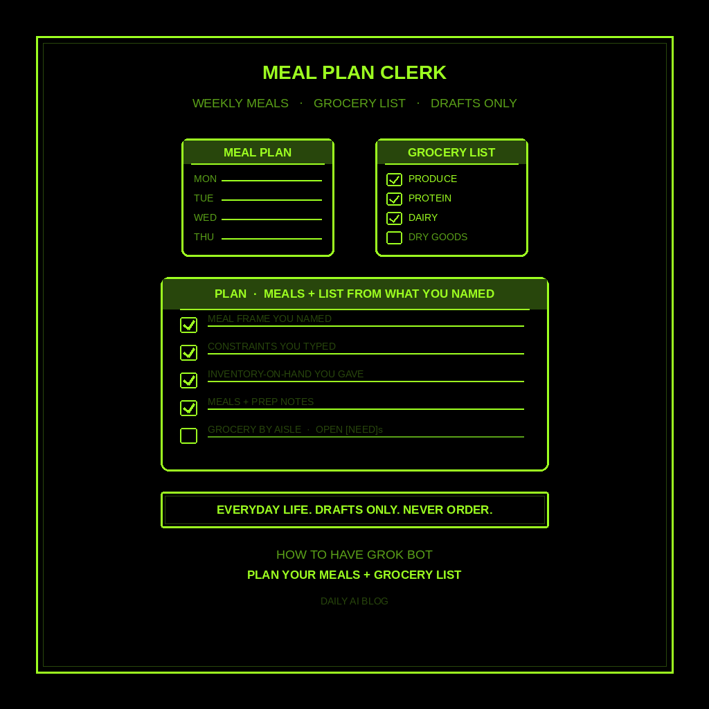 How to Have Grok Bot Plan Your Meals and Grocery List for You (Step-by-Step)