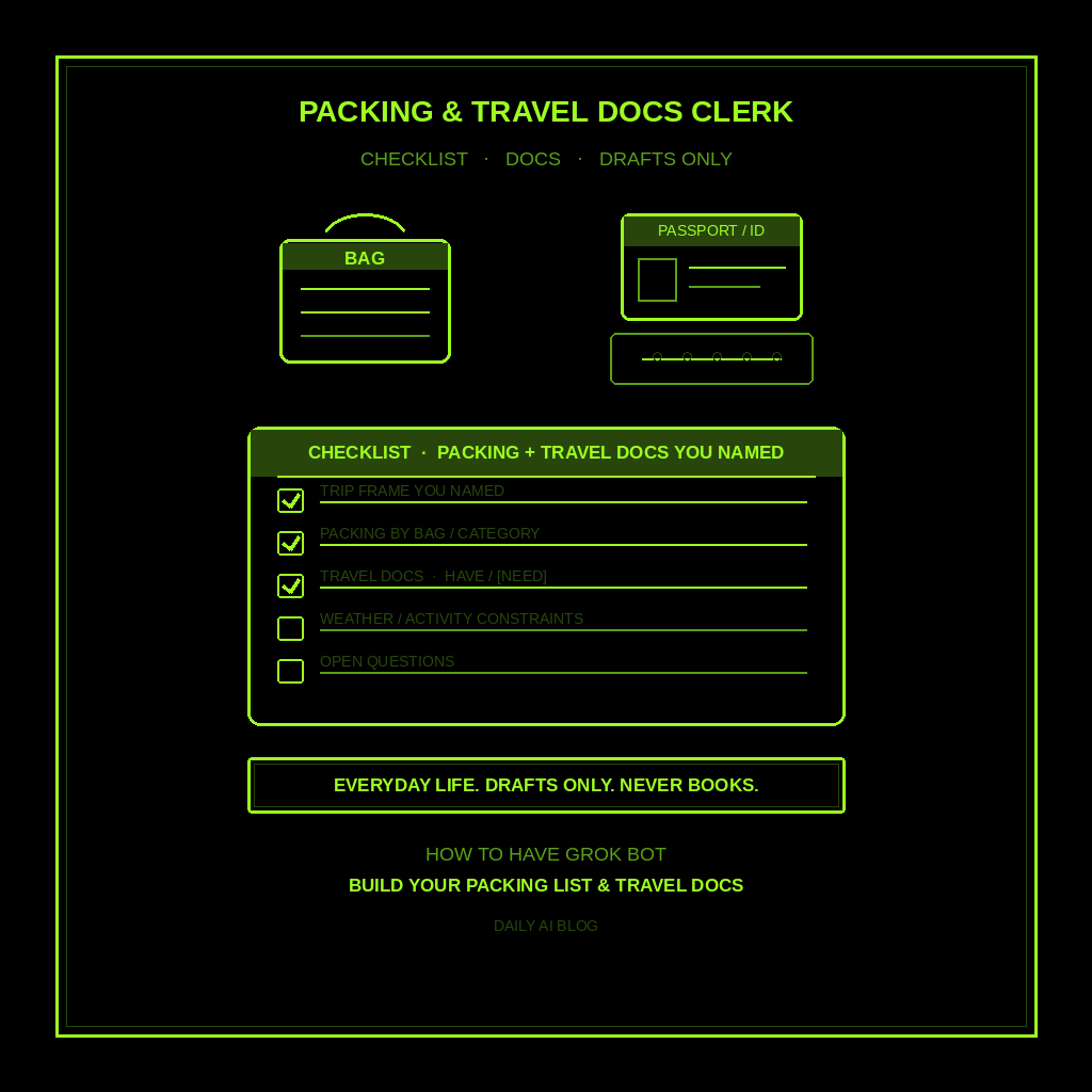 How to Have Grok Bot Build Your Packing List and Travel Docs for You (Step-by-Step)