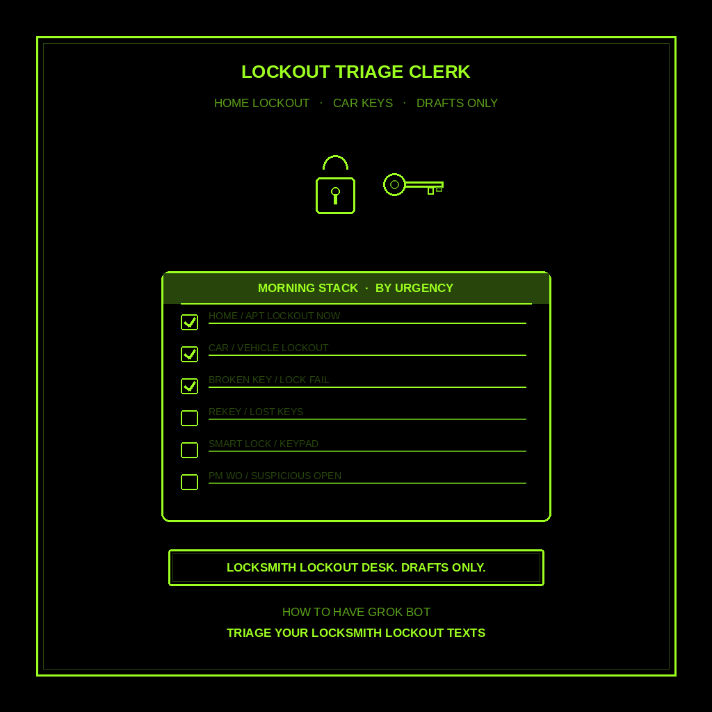 How to Have Grok Bot Triage Your Locksmith Lockout Texts for You (Step-by-Step)