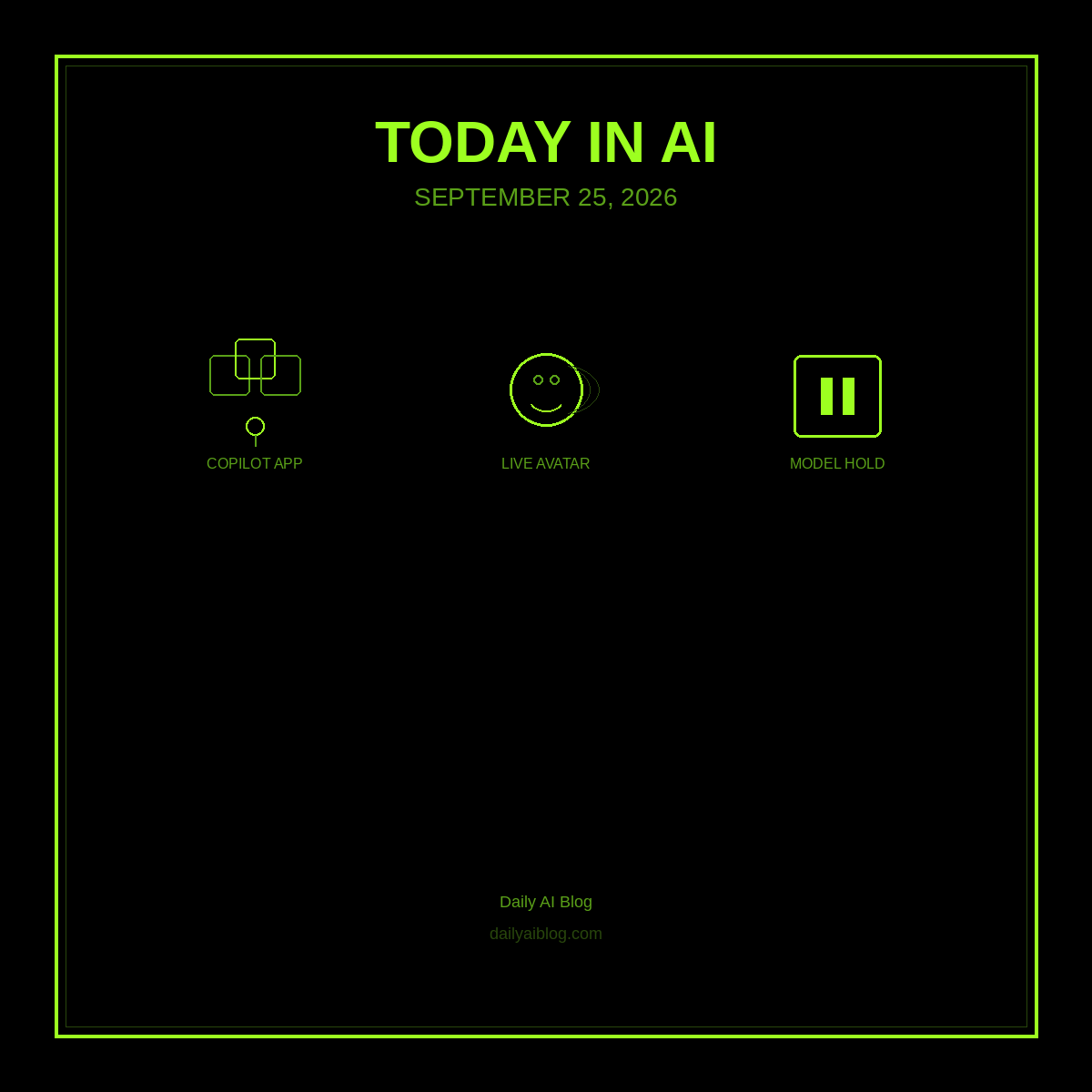 Today in AI (September 25, 2026): Microsoft’s Copilot Super App, Google’s Talking Avatars, and a White House Model Hold
