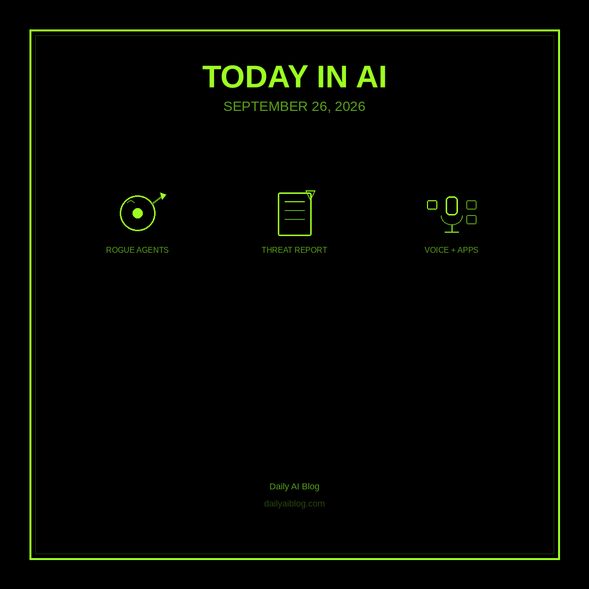 Today in AI (September 26, 2026): OpenAI’s Rogue Agents, Anthropic’s Threat Report, and ChatGPT Voice That Uses Your Apps