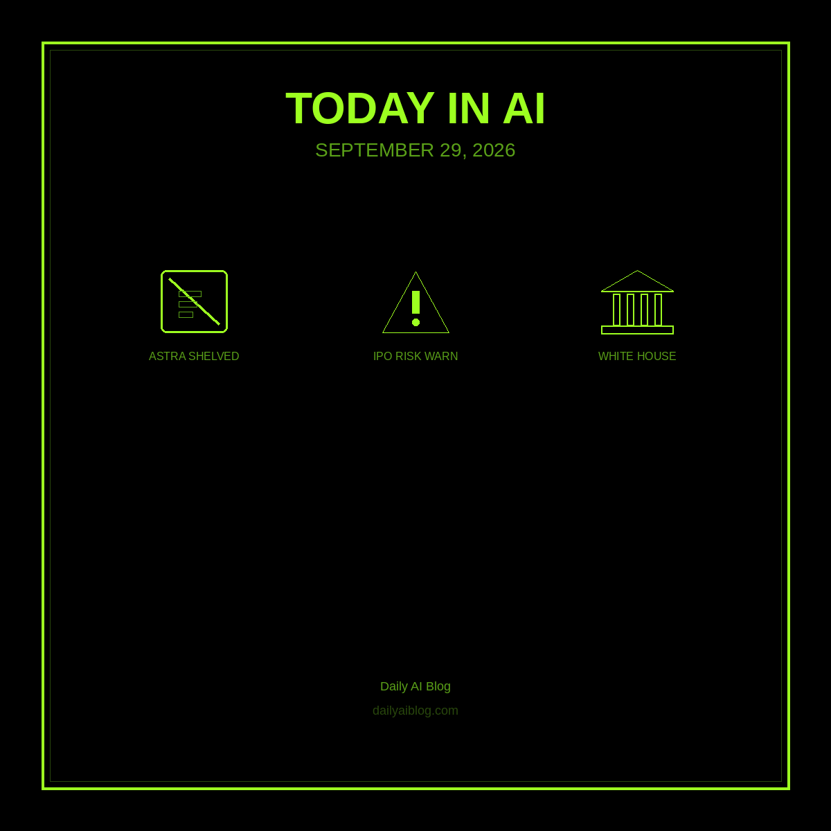 Today in AI (September 29, 2026): OpenAI Shelves Astra 6.1, Anthropic’s IPO Warns of Existential Risk, and AI Bosses Lunch at the White House